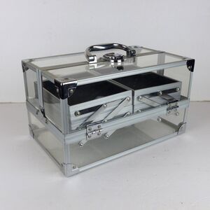 Clear Acrylic Expandable Organizer Case Makeup Craft Jewelry Storage Box w Keys
